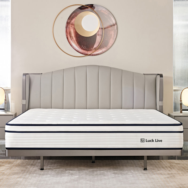 Matelas à ressorts moyen 10 po et sommier tapissier Luck Home, 12", Grand