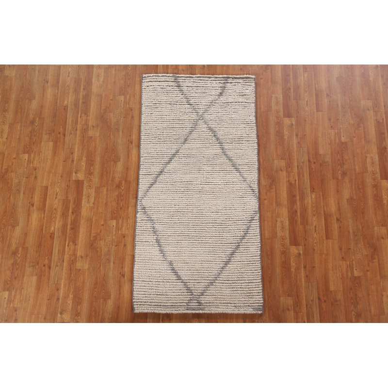 One-of-a-Kind 2'10" X 5'11" New Age Wool Area Rug in Grey