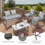 Ensemble de conversation pour patio 4 pièces avec table d'appoint en verre