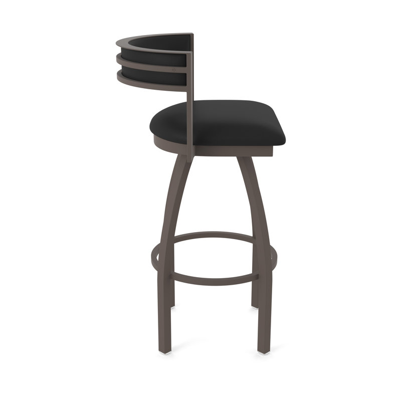 Tabouret Artémis, Bronze, Tabouret de comptoir (siège d'une hauteur de 25 p, Vinyle - vinyle noir