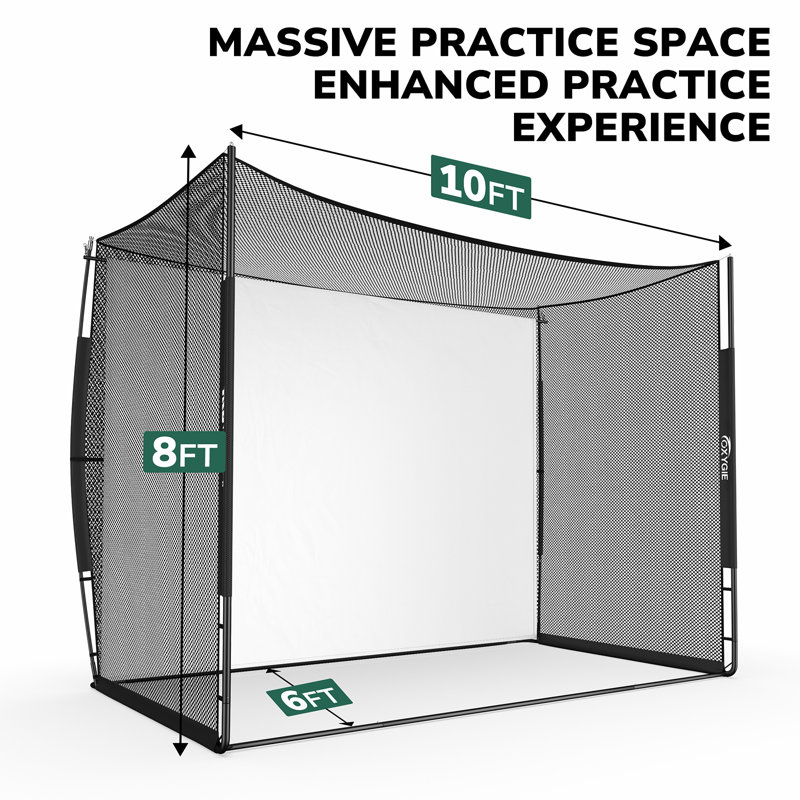 10x8x6 ft Professional-Style Golf Practice Cage with Impact Screen & Steel Frame, Simulator-Ready Hitting Net for Garage & Backyard
