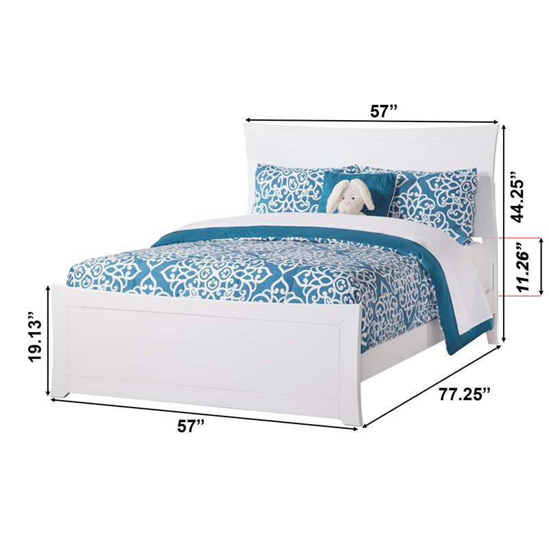 Marshfield Low Profile Solid Wood Platform Bed with Matching Footboard, Full, White