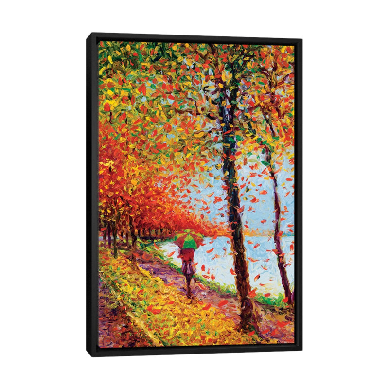 " Emma Walks Lakeview " by Iris Scott, 26" H x 18" W x 1.5" D, Black Framed Canvas, No Matte