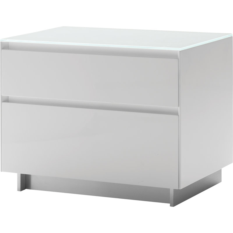 Table de chevet 2 tiroirs Venova, Blanc