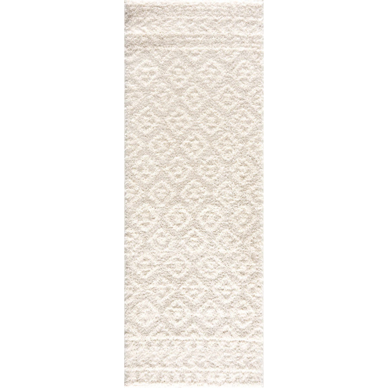 Tapis bleu / beige Aaliyanna, Beige, Tapis de couloir 2 pi 7 po x 7 pi 3 po