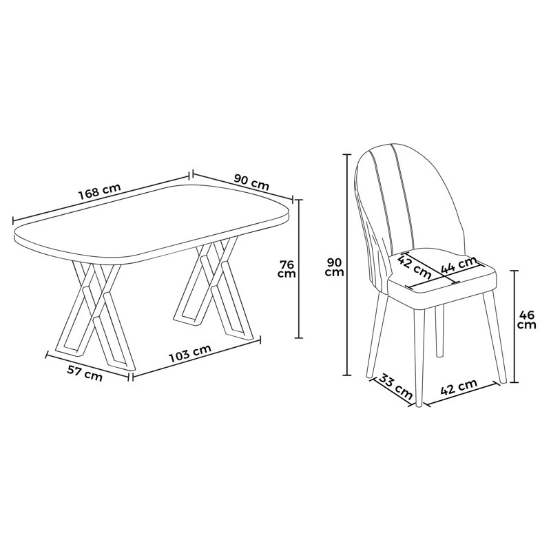 Ensemble de table et chaises de salle à manger (5 pièces), Noir, Ensemble de cinq pièces : table, quatre chaises, Blanc