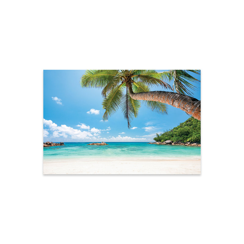 «Tropical Beach with Palm Tree» par Jan Becke - peinture sans cadre