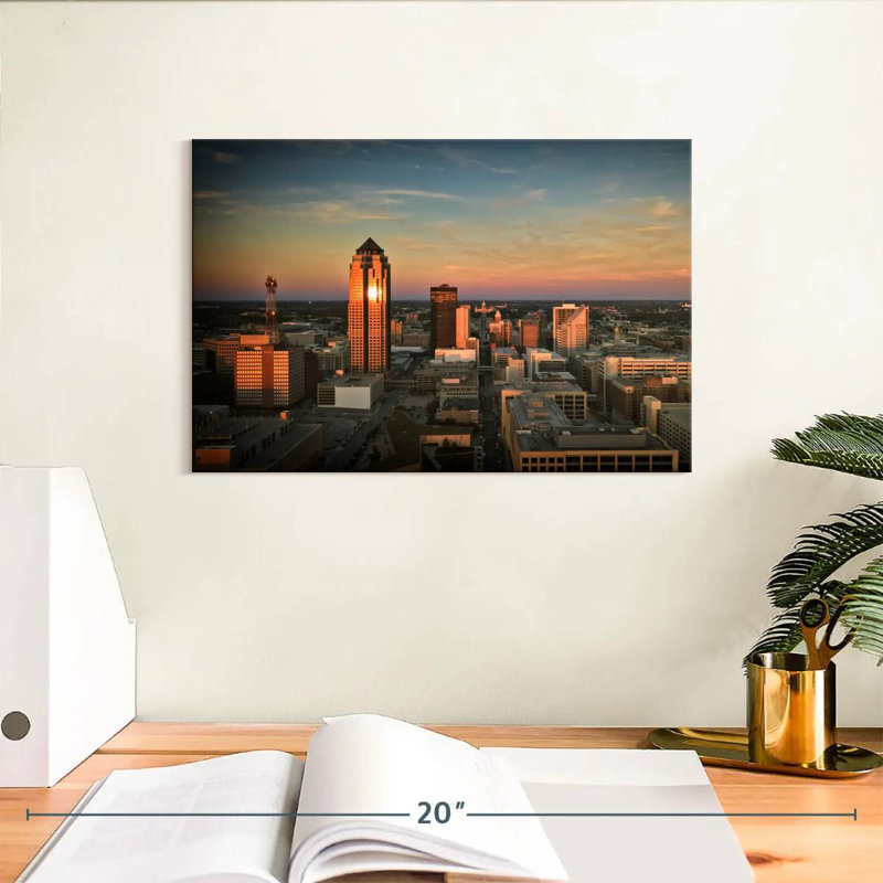 Des Moines, crépuscule, horizon, H 8 po x l 12 po
