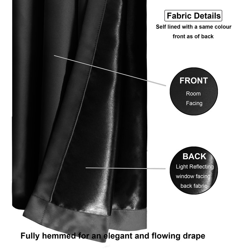 Malene Eyelet Blackout Thermal Curtains, 167 W x 182 D cm, Black