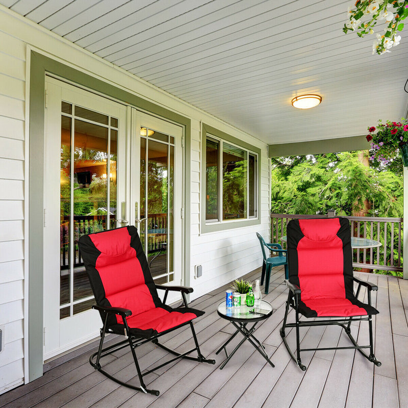 Riney Double Rocking Chair, Red/Black