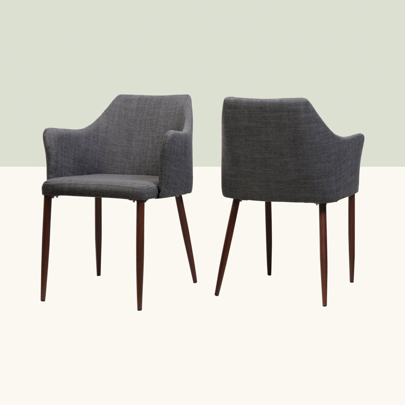 Chaise avec accoudoirs rembourrée Piner, Gris