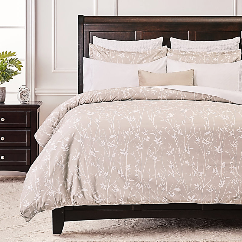Ensemble de housse de couette en microfibre Chanasya, Beige, Housse de couette grand et 2 taies d'oreiller stan