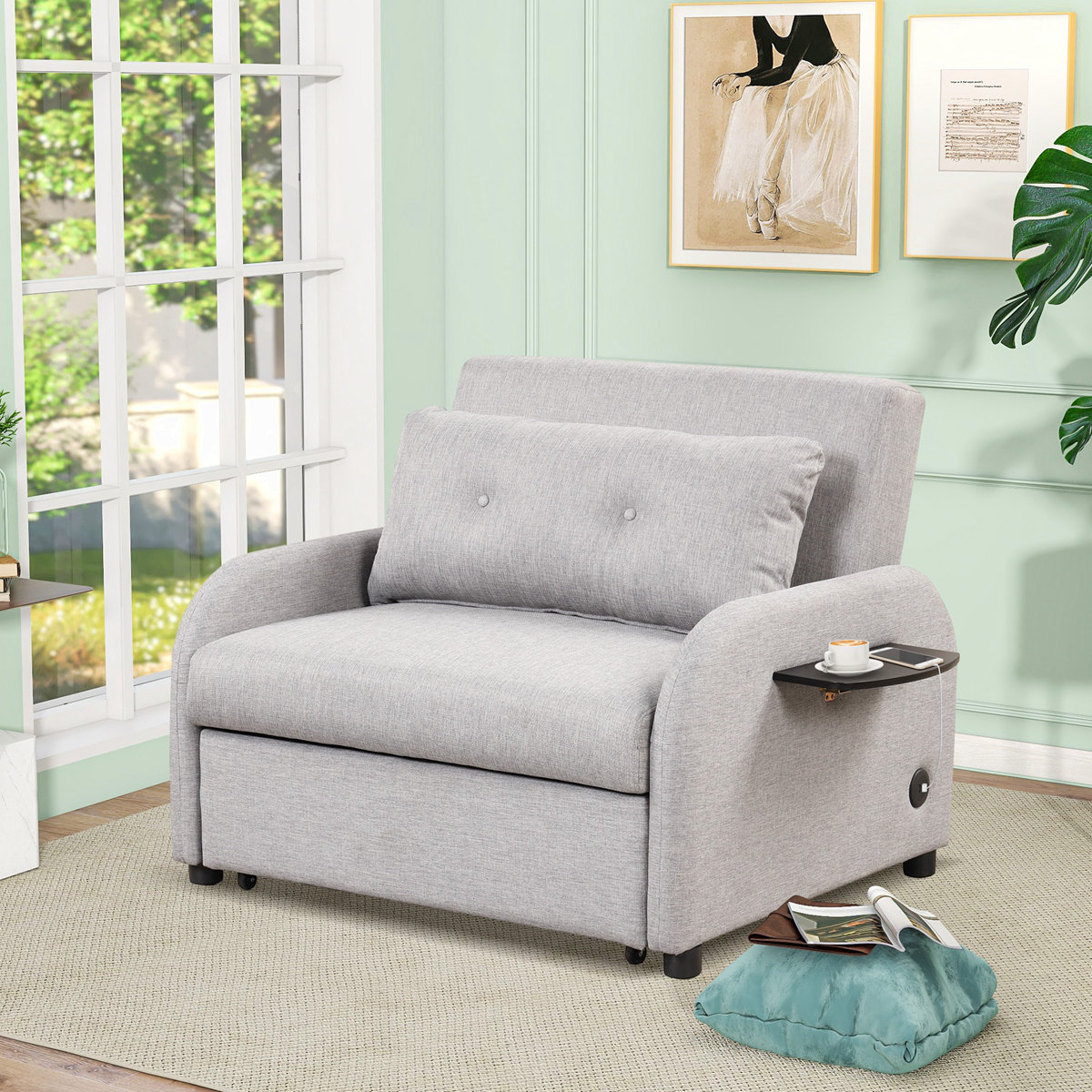 Latitude Run® Pull Out Couch Sleeper Sofa Chair Convertible Sofa Chair