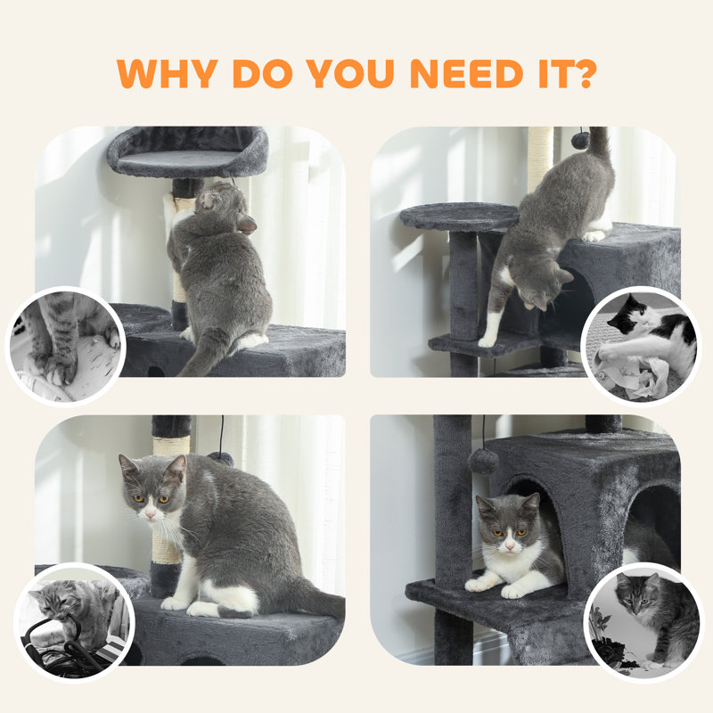 Cat Tree, 160cm H x 48cm W x 48cm D, Cream