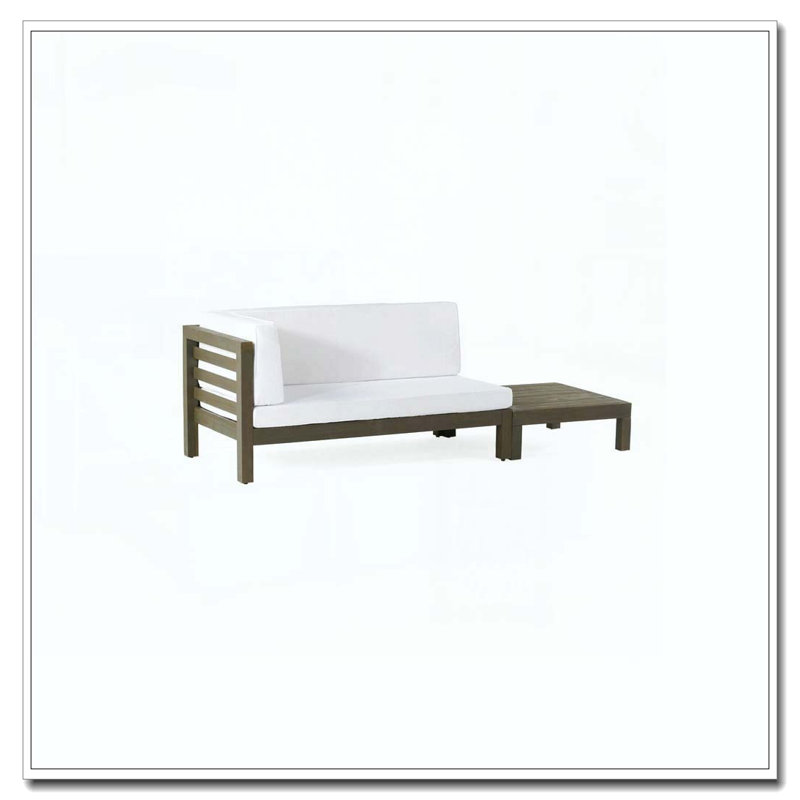 BANC D'ANGLE GAUCHE ET TABLE BASSE, Blanc