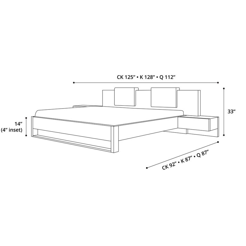 Platform Storage Bed, King, Wenge Black