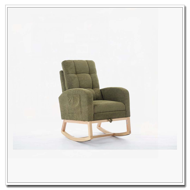 Chaise berçante avec pieds en bois massif, Cyan