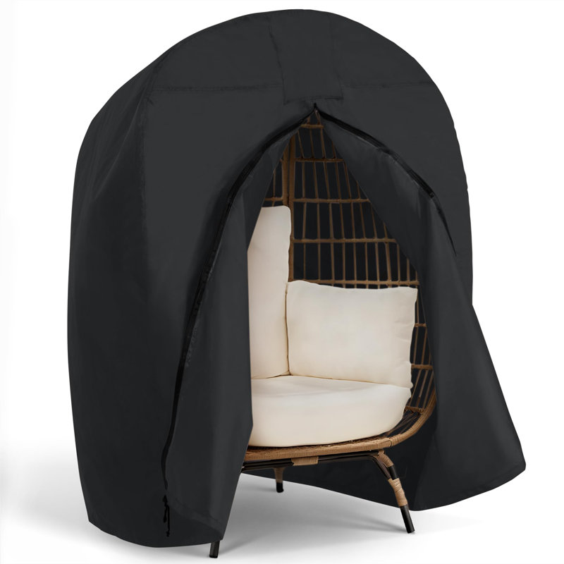 Lawn Egg Chair Cover, Patio Furniture Cover For Indoor Outdoor Lounger, Medium Size, Black