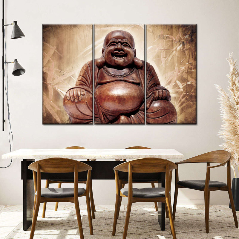 Laughing Buddha Multi Piece Canvas Print, H 24 po x l 38 po x P 1,25 po