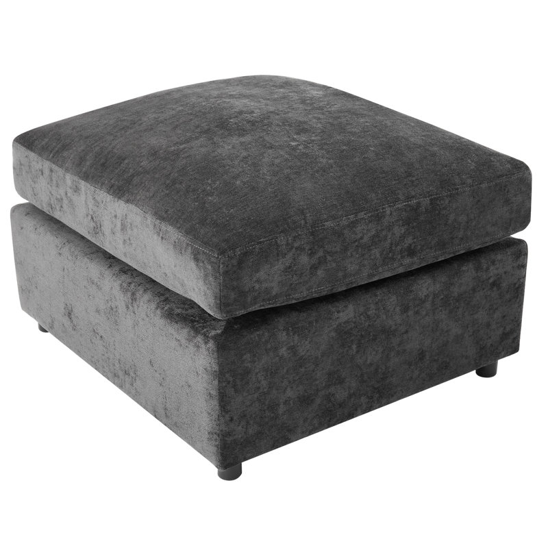 Canapé d'angle modulaire en forme de U ou de L de 220 cm (86,6 po) avec ports de chargement, noir, chenille douce, mousse haute densité, deux coussins décoratifs, repose-pieds amovible, assise confortable en chenille, structure, coussins amovibles