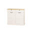 Unité de rangement pour poubelle de cuisine avec 2 tiroirs, 1 armoire inclinable et tablettes - blanc pour une fonctionnalité efficace