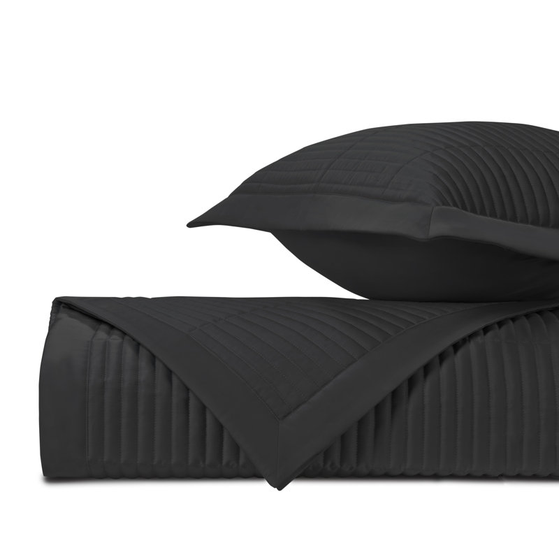 Channel Single Coverlet, King Coverlet / Bedspread, Black