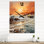 Horloge murale orange et bleu sarcelle au lever du soleil sur la plage II
