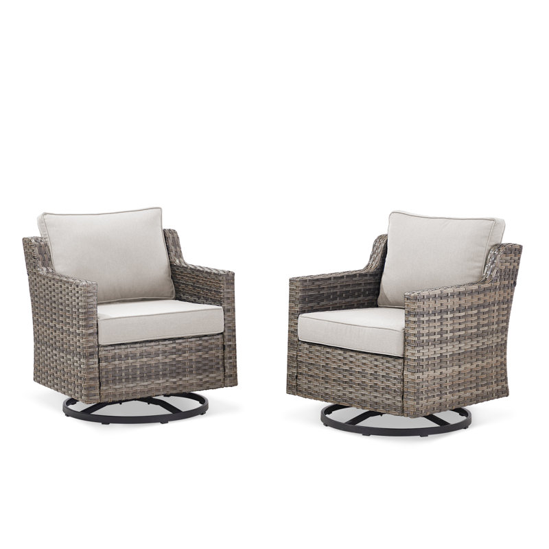 Chaises pivotantes de patio Red Barrel Studio®, Beige