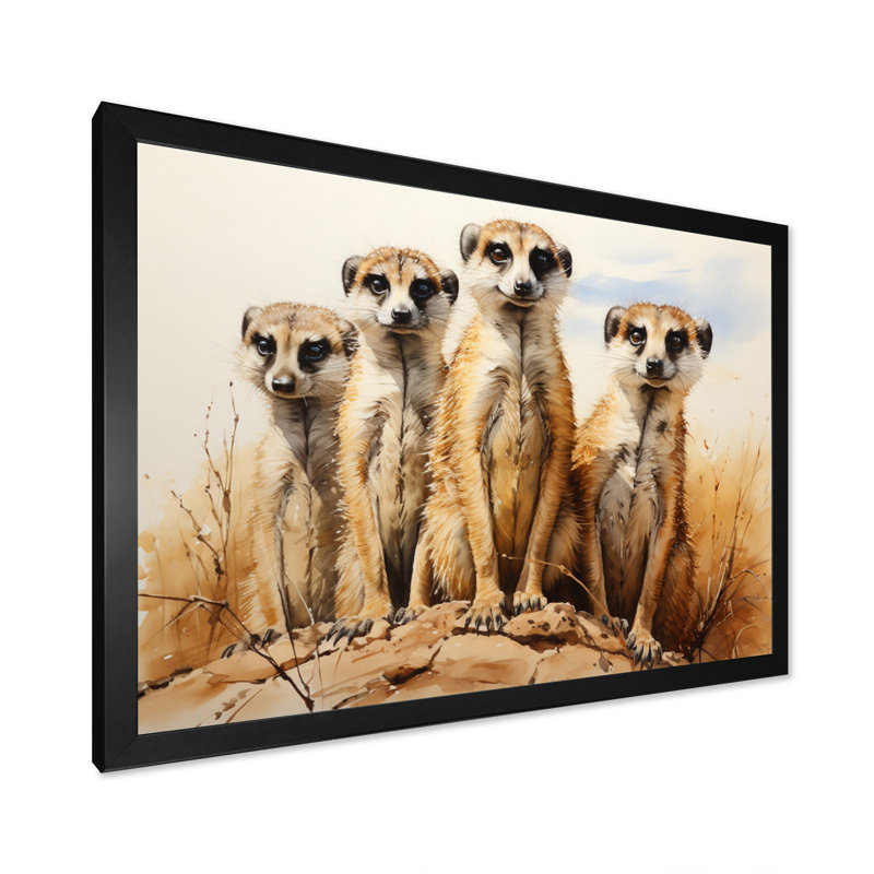 Impression sur toile, "Afrique suricate", H 30 po x l 40 po x P 1,5 po, Cadre photo noir