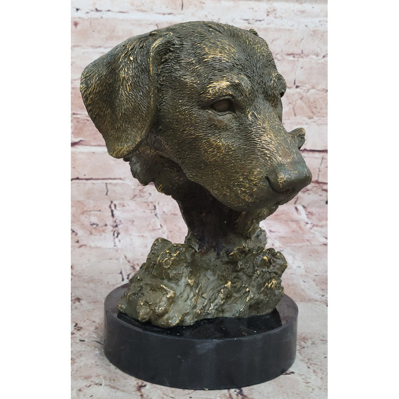 Sculpture tête de chien bronze retriever bronze - art original signé