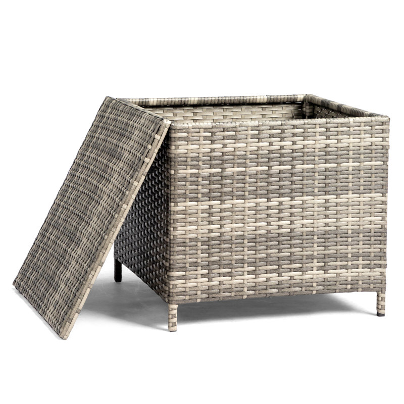 Table d'appoint de patio en osier, Gris