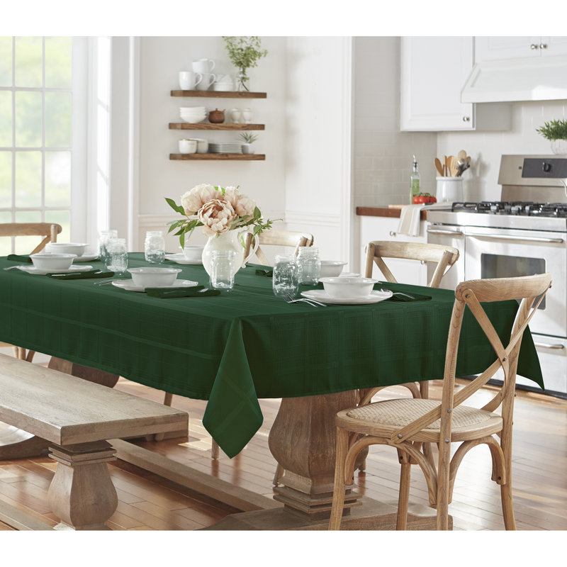 Ramiro Plaid Jacquard Square/Rectangle Tablecloth, 52" L x 52" W, Holly Green