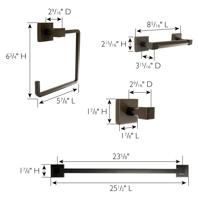 Ensemble d'accessoires de salle de bain 4 pièces Karsen, Bronze huilé