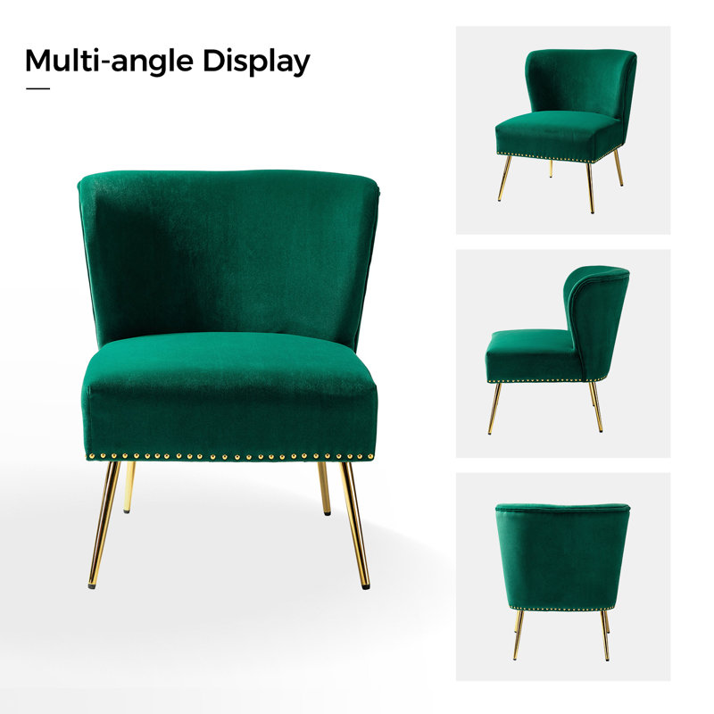 Clive Velvet Side Chair, Green Velvet