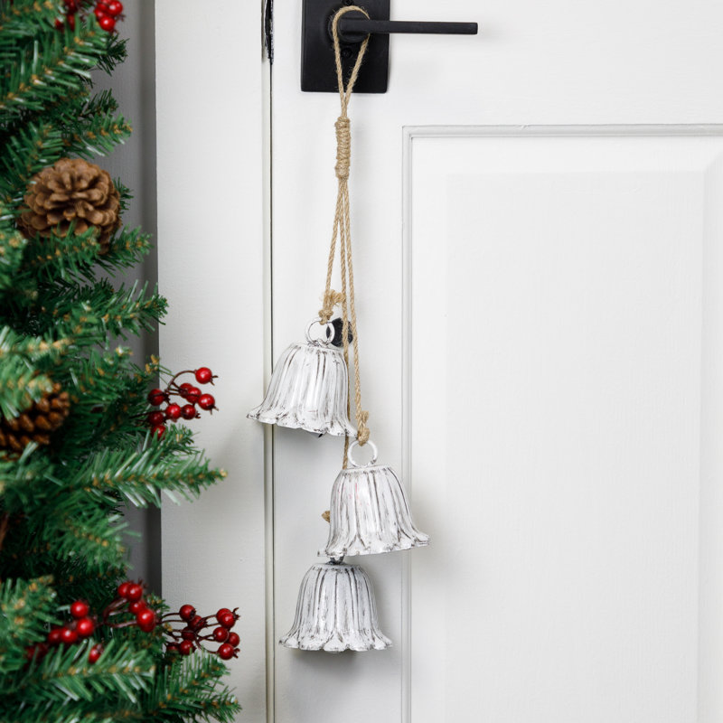 Fluted Bells Trio Christmas Decorations - 20", White