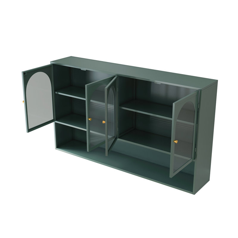 Four-door Glass Wall Cabinet Storage, Green