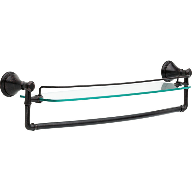 Tablette en verre 18 po avec barre à serviettes Cassidy, Bronze vénitien, H 5,7 po x l 18 po x P 6 po