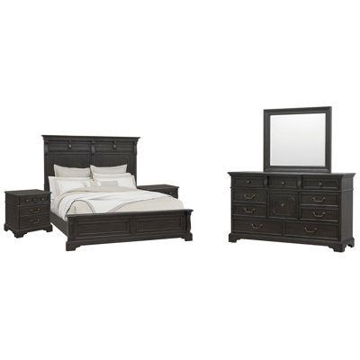 Bolkov California King Panel Bed 2 Nightstands And Drawer Dresser With Mirror