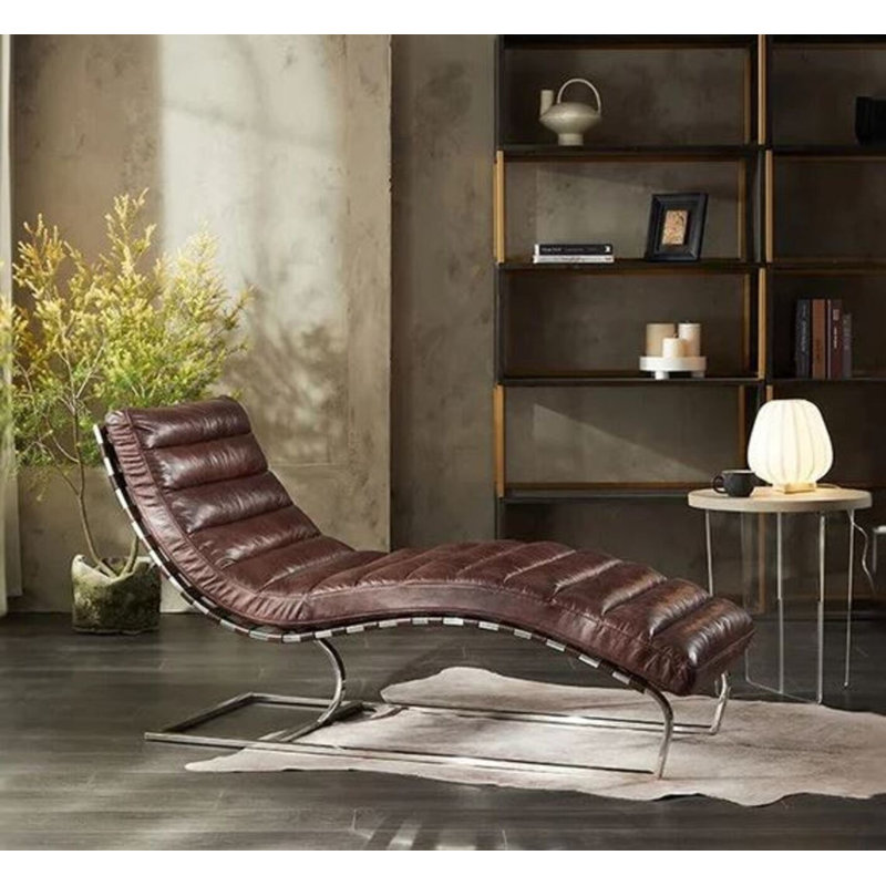  Fauteuil d'appoint Adica Mid-Century Modern, Similicuir brun