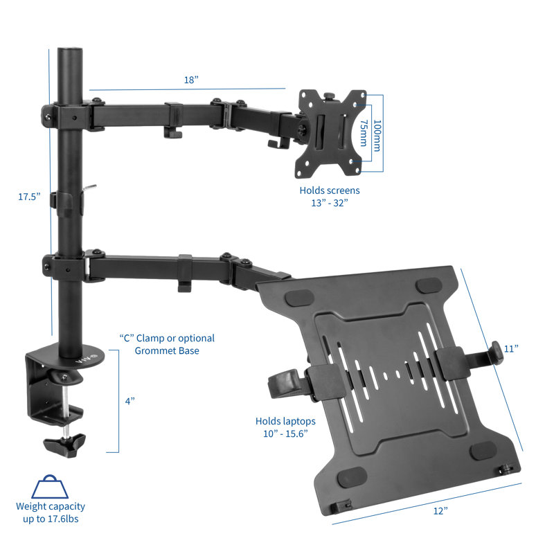 Moniteur simple et support pour bureau d'ordinateur portable