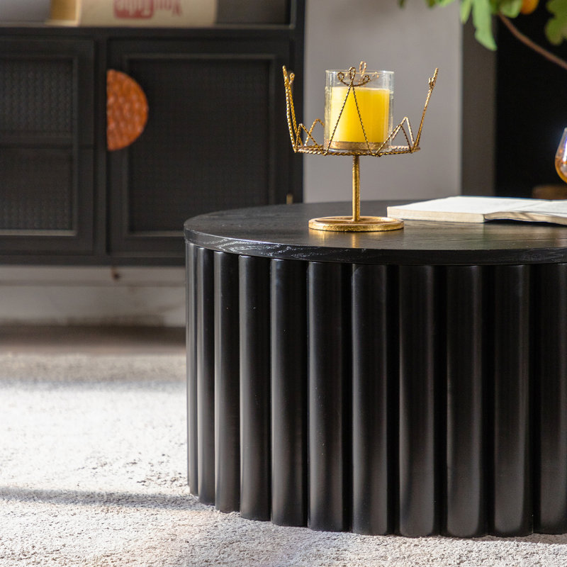 Table basse à plateau relevable en bois avec rangement, piédestal rond pour le salon, assemblage facile (table à thé) | Idée de cadeau