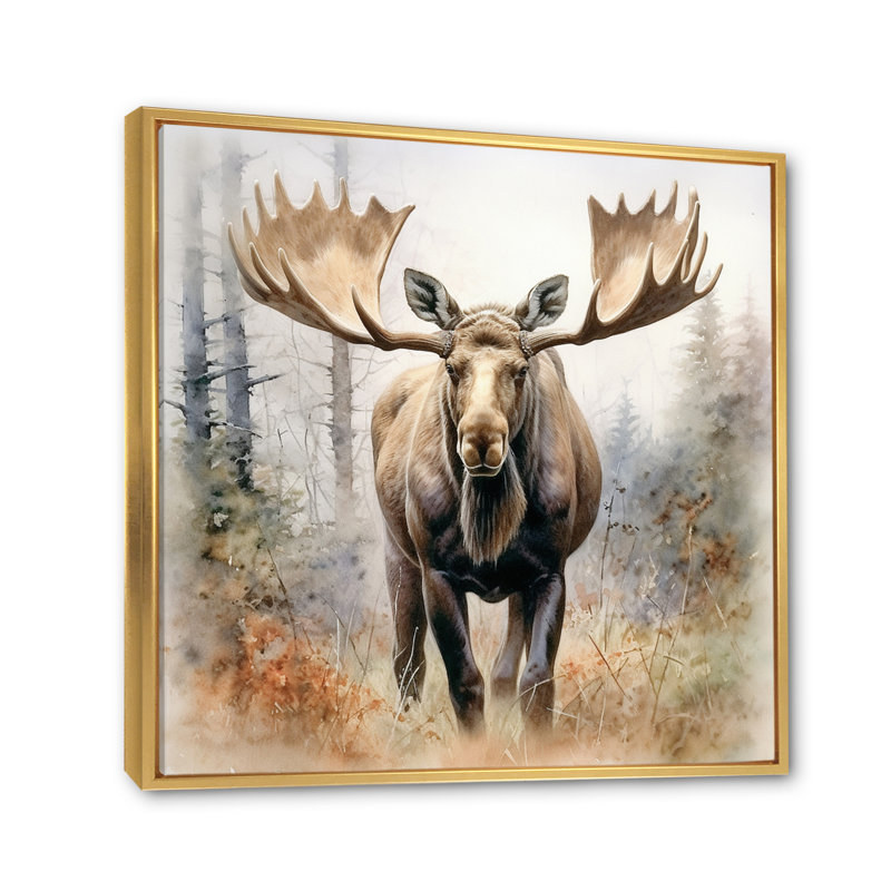 Moose Serenity II - Moose, art mural encadré, Cadre flottant doré, H 30 po x l 30 po x P 1 po