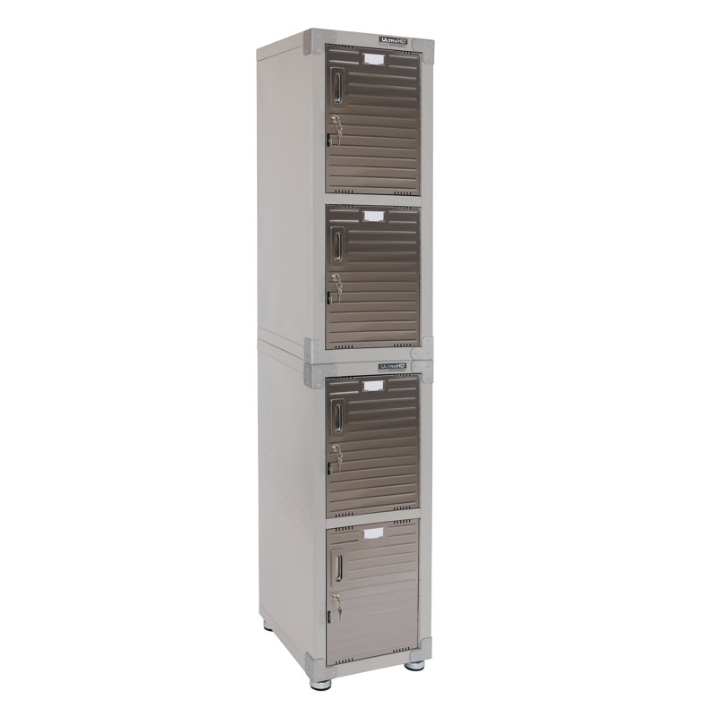 Seville Classics UltraHD 4-Door Stackable Locker Cabinet, 15" W x 18" D x 37.5" H each, Granite