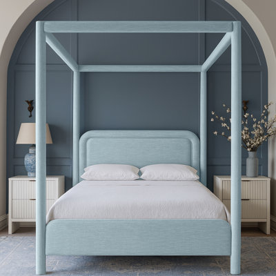 Salina Linen Textured Fabric Upholstered Bed