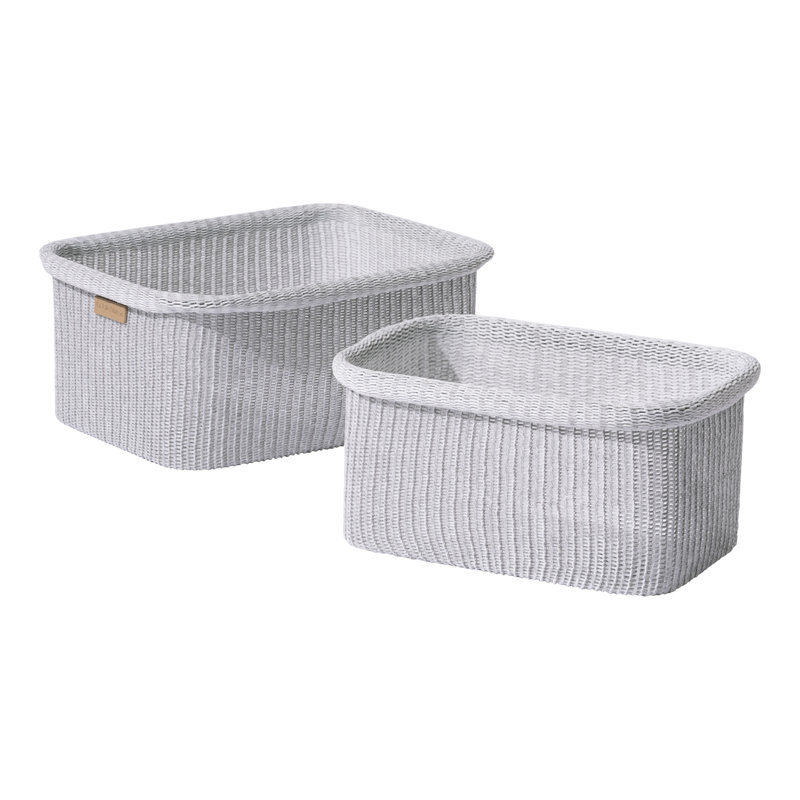 Ensemble de 2 paniers de rangement en tissu mélangé, Gris