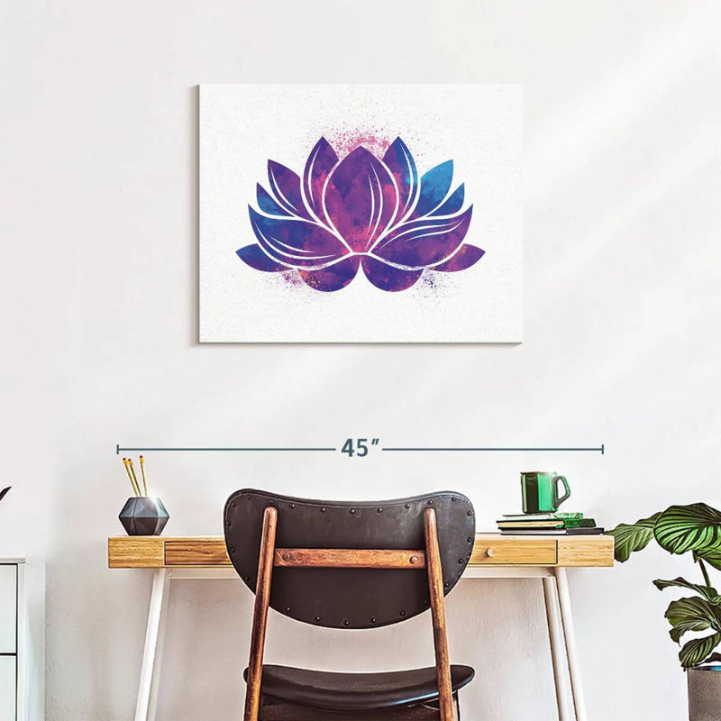 Silhouette de lotus mauve, H 24 po x l 30 po x P 1,25 po