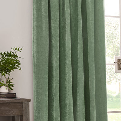 Heavy Chenille Room Darkening Pencil Pleat Curtains