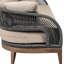 Canapé d'extérieur Orbit en bois d'eucalyptus vieilli avec corde grise et coussins en oléfine taupe