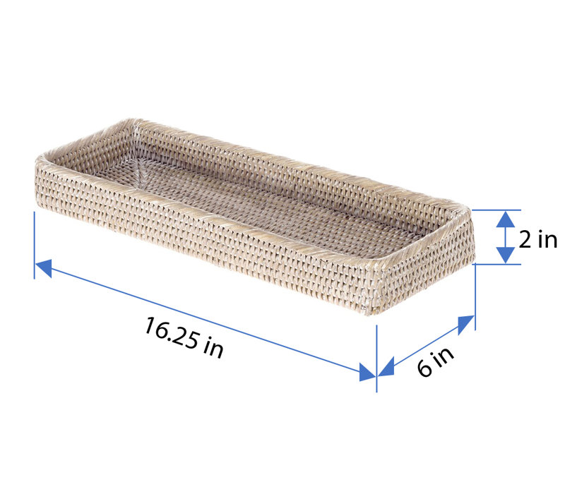 Everard Wicker Tray, White Wash