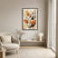 Tableau mural en toile beige texturée représentant des feuilles stylisées orange et grises-2140423311